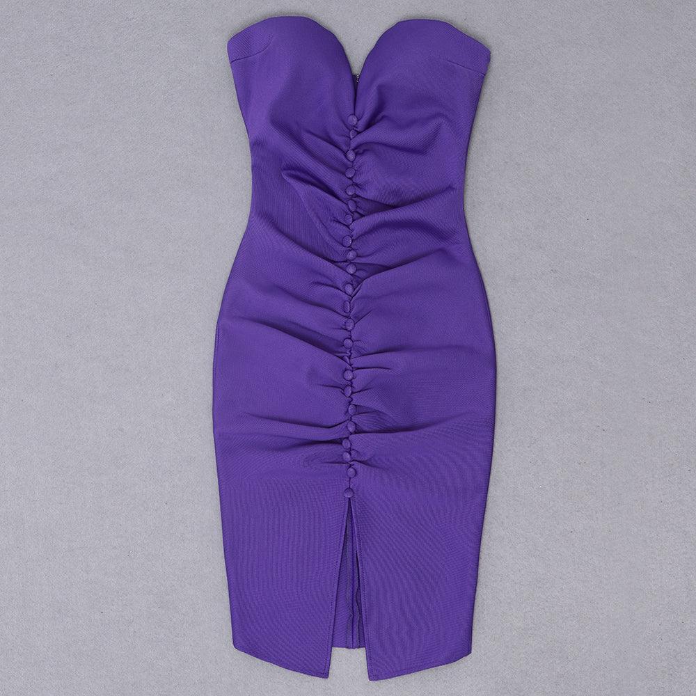 Strapless Sweetheart Ruched Bodycon Midi Dress