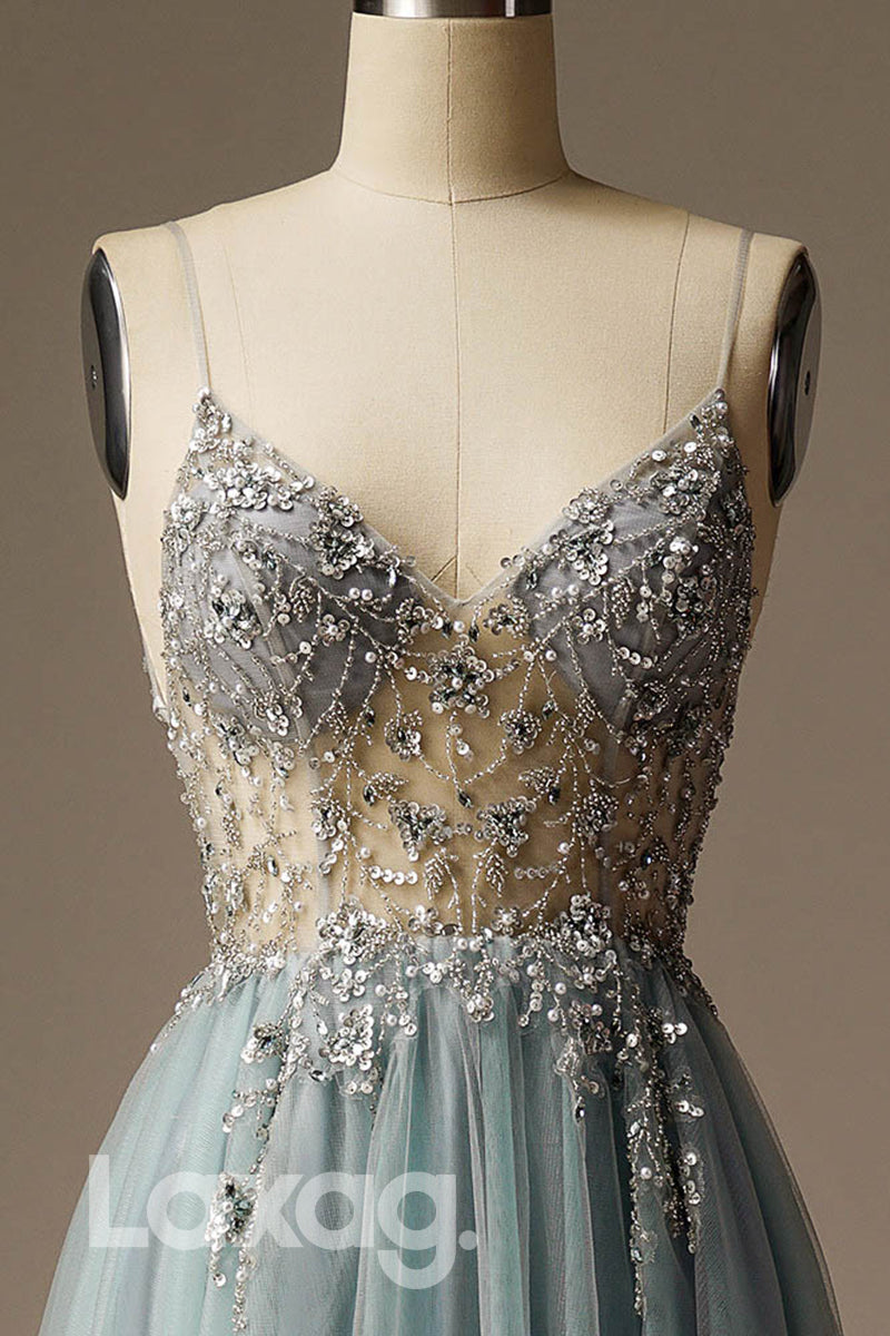 Embellished Sequined Illusion Straps Tiered Dress - Fashionpara