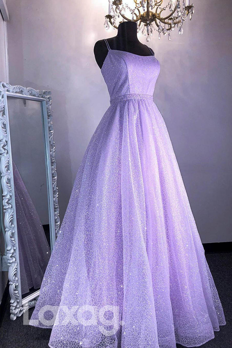 Metallic Shiny Tiered Bodice Open Back Pleated Ballgown - Fashionpara