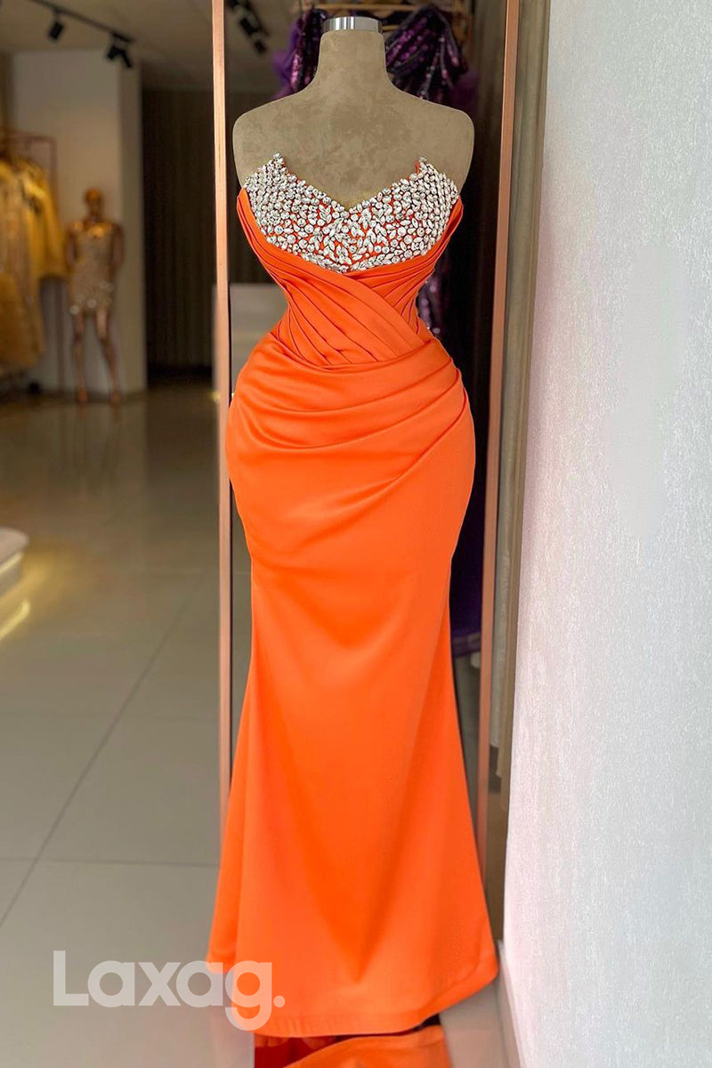 20767 - Sexy V neck Satin Ruched Beads Long Formal Evening Dress