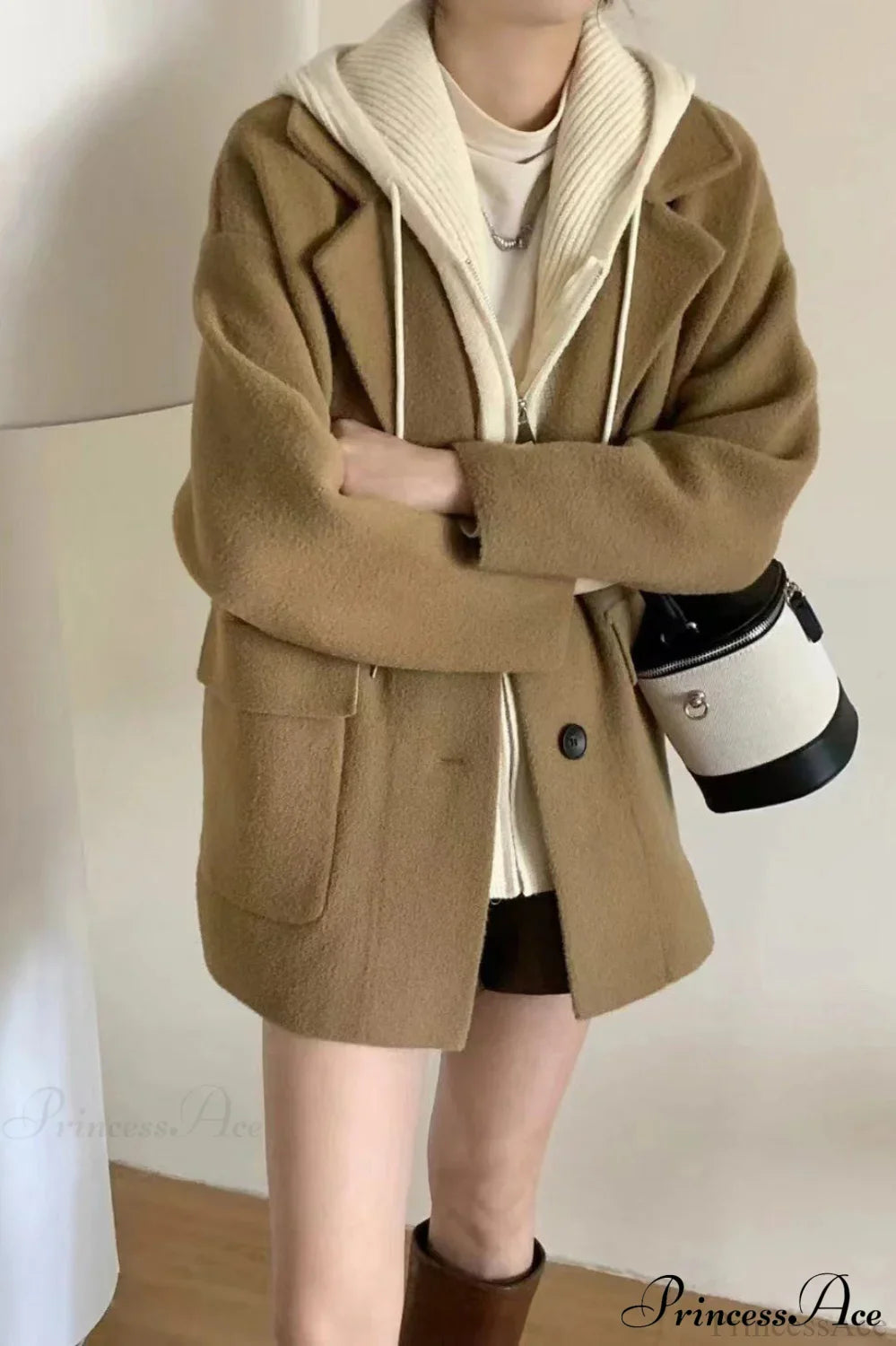 Layered Wool Blend Slim-Fit Cardigan Coat for Effortless Style