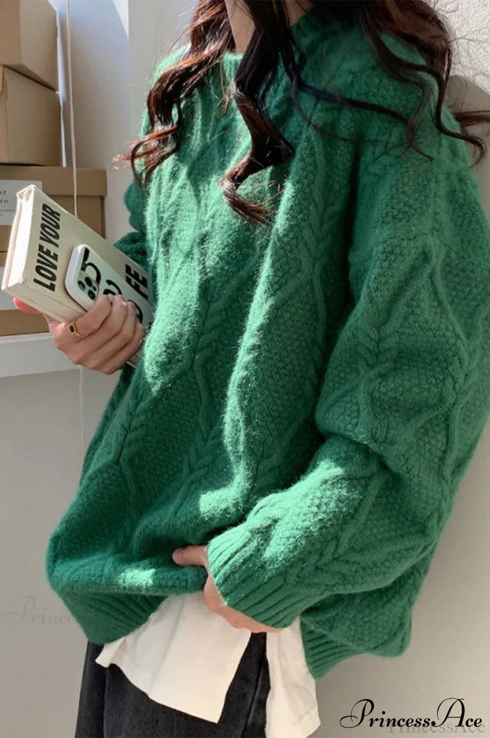 Candy-Colored Cable-Knit Sweater for Effortless Style