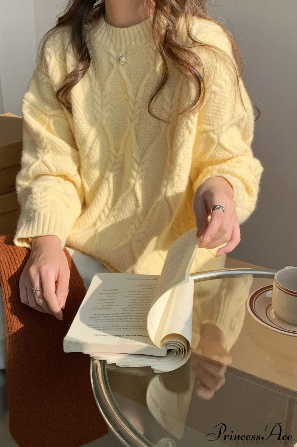 Candy-Colored Cable-Knit Sweater for Effortless Style