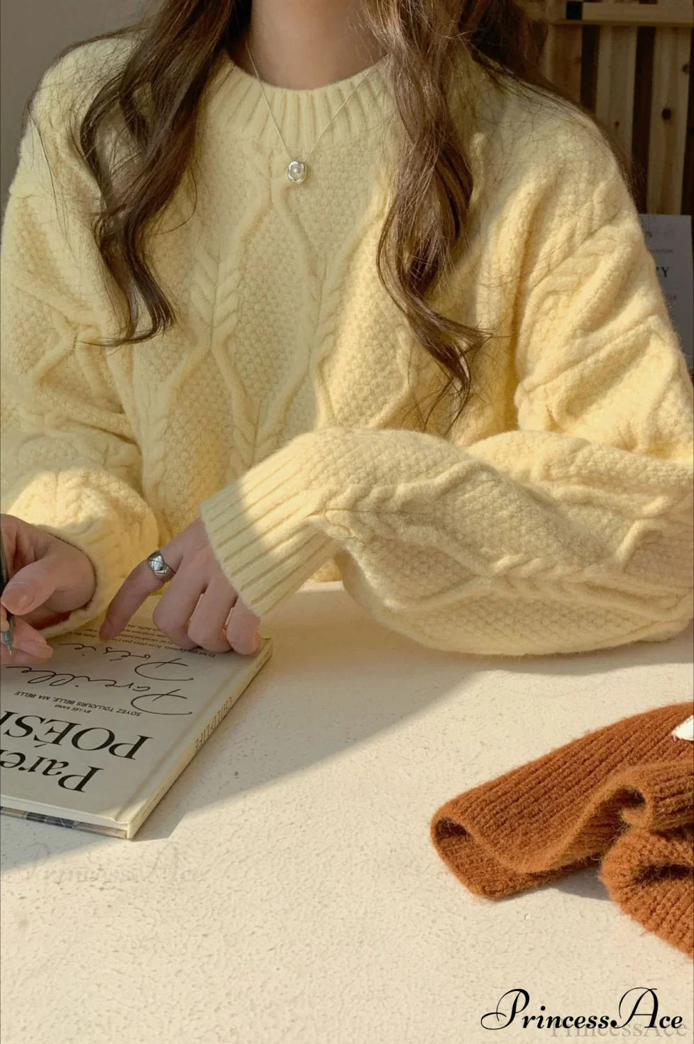 Candy-Colored Cable-Knit Sweater for Effortless Style