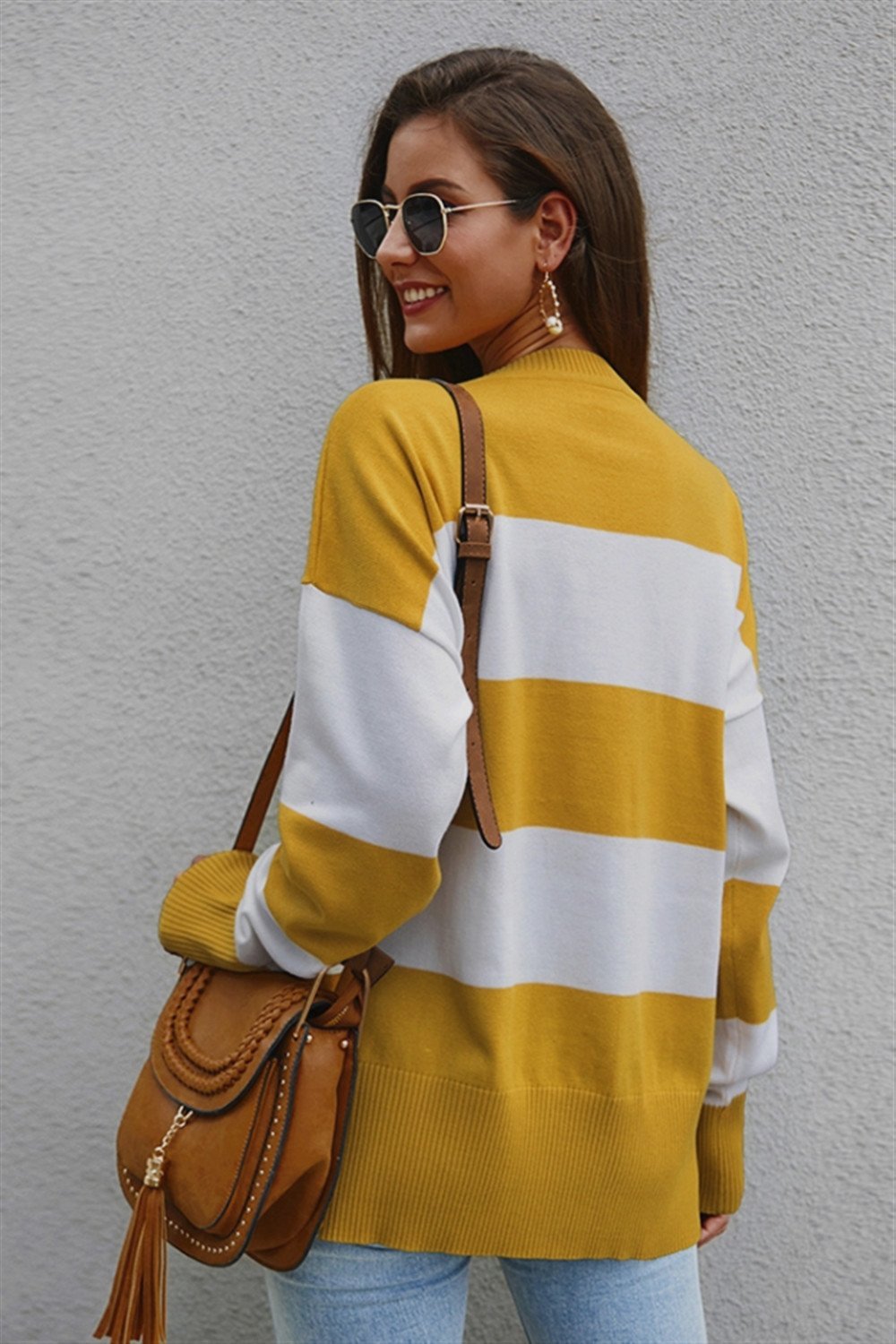 RadyRin Color Block Loose Sweater for Effortless Style
