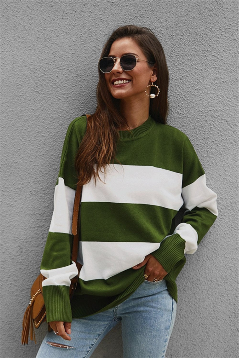 RadyRin Color Block Loose Sweater for Effortless Style