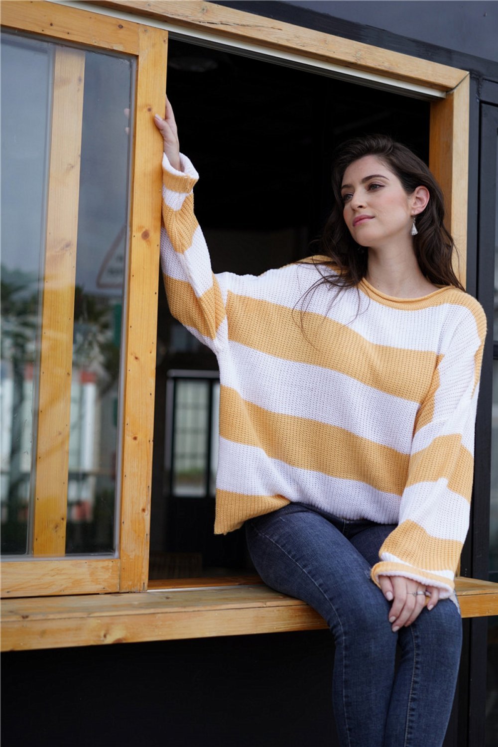 RadyRin Striped Round Neck Sweater for Effortless Style