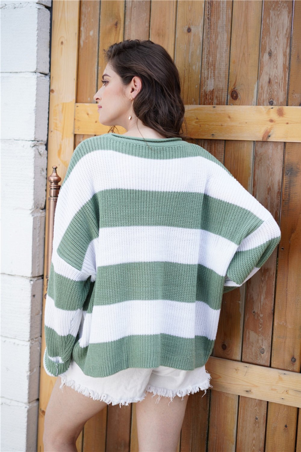 RadyRin Striped Round Neck Sweater for Effortless Style