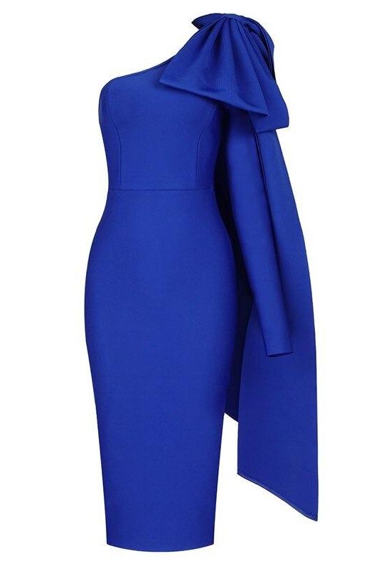 Lela Long Sleeve Bandage Midi Dress - Royal Blue - Fashionpara