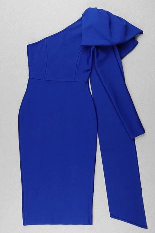 Lela Long Sleeve Bandage Midi Dress - Royal Blue - Fashionpara