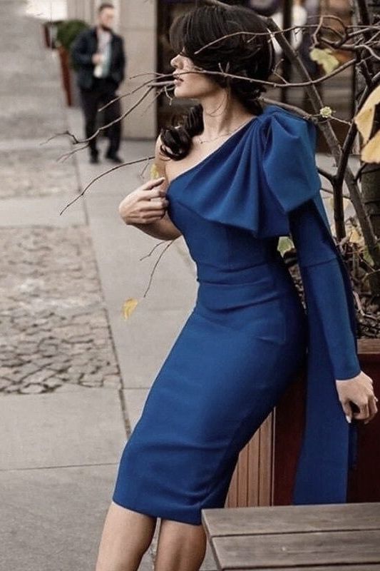 Lela Long Sleeve Bandage Midi Dress - Royal Blue - Fashionpara