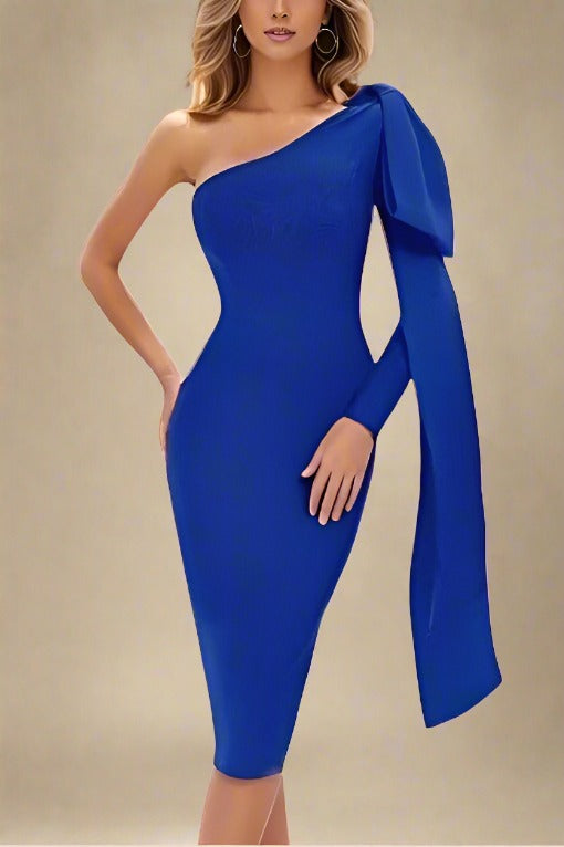 Lela Long Sleeve Bandage Midi Dress - Royal Blue - Fashionpara