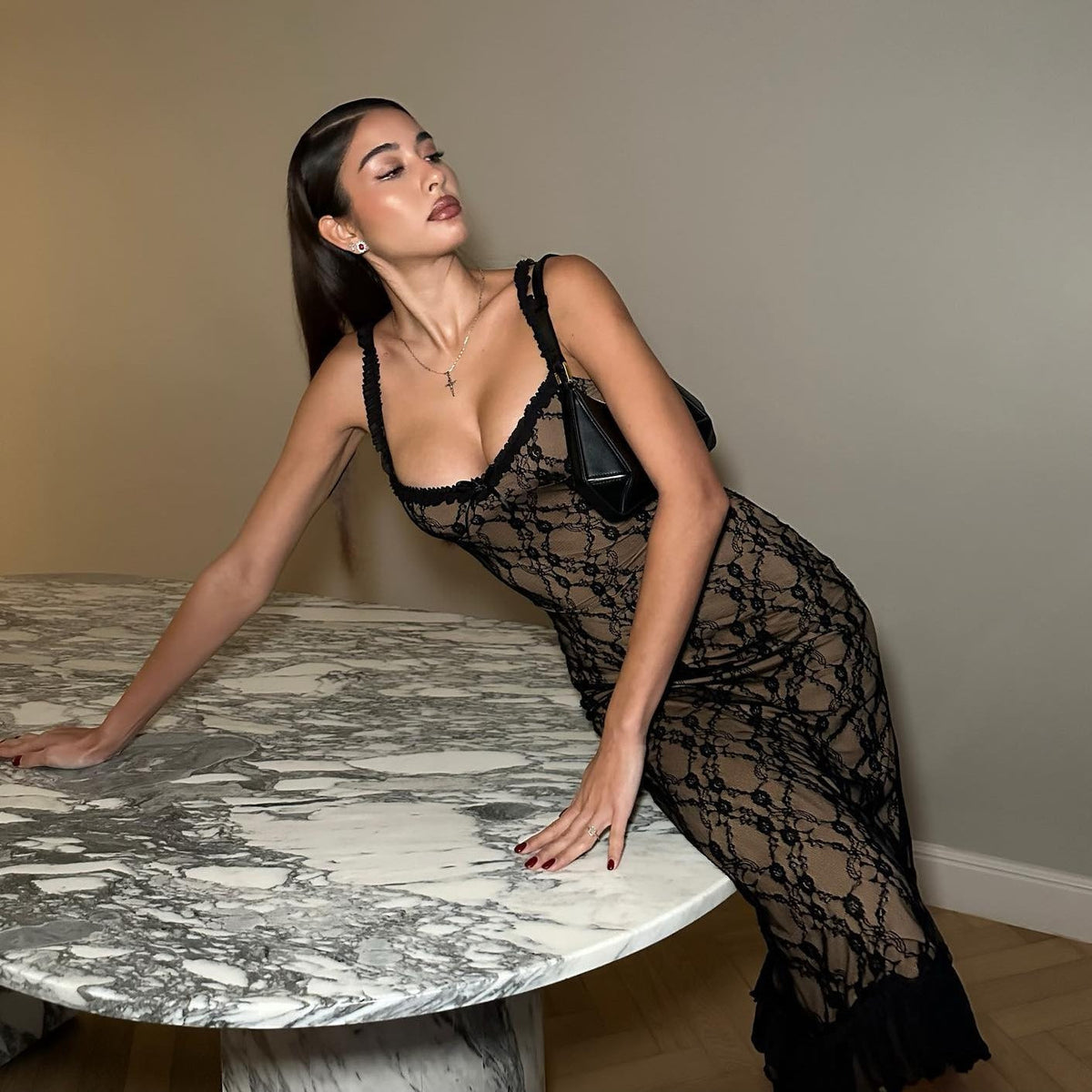 Obscure Affection Lace Ruffled Midi Dress - View 4