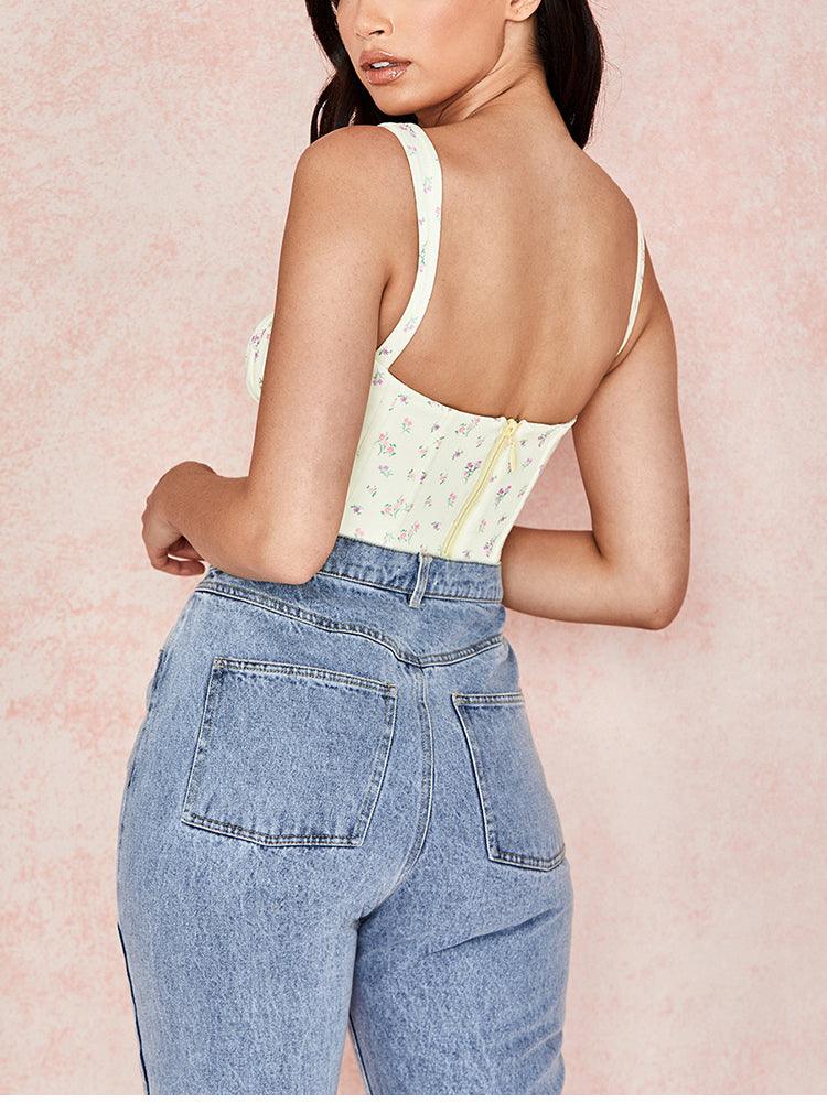 KittenAlarm - Lenora Ditsy Floral Tie Front Tank Top