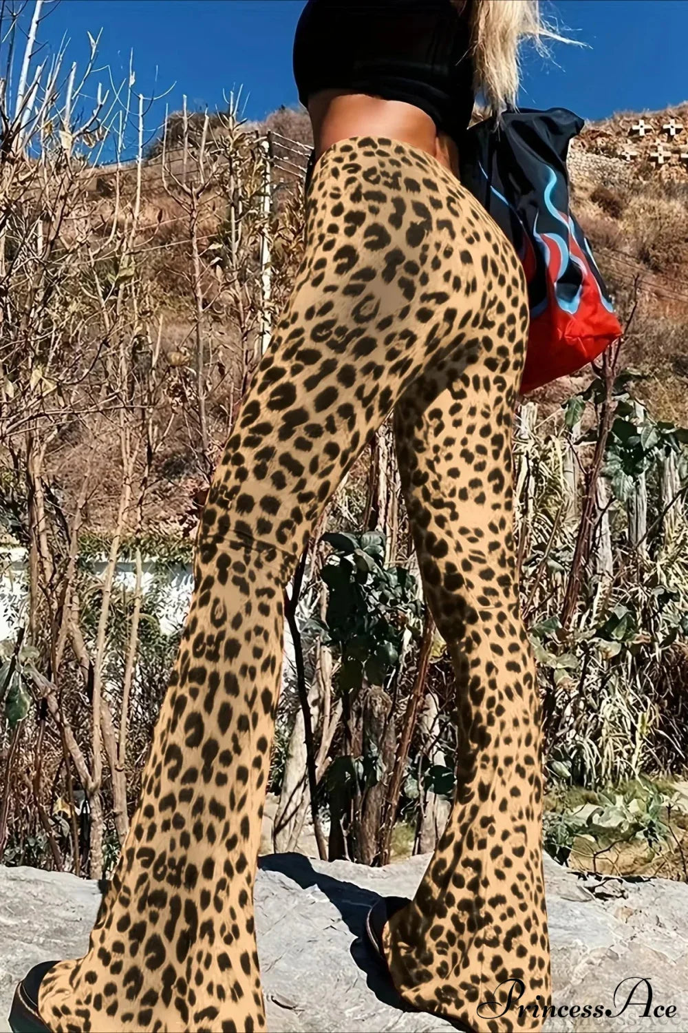 Leopard Print Flare Pant Yellow / XS