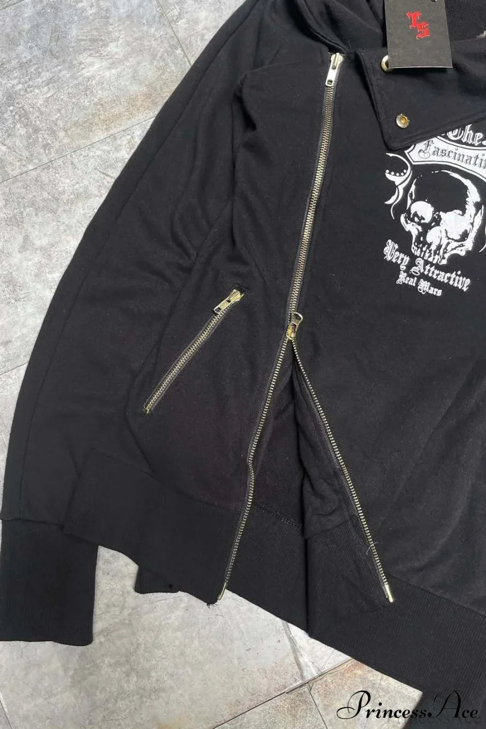 Leopard Print Streetwear Slim Asym Zip Hoodie