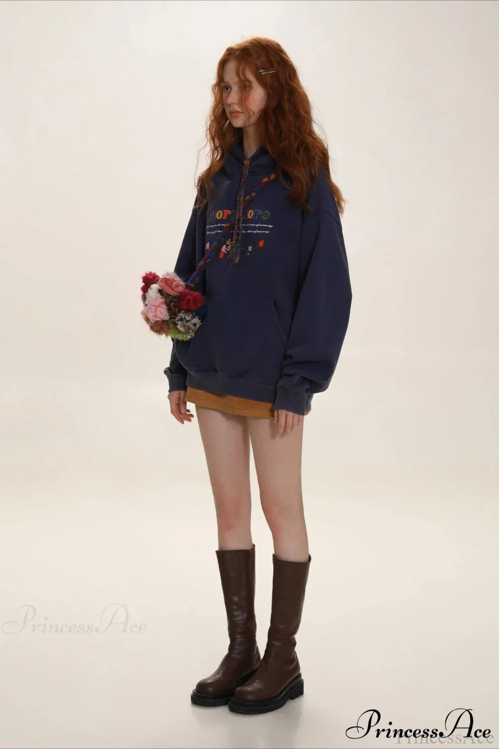 Letter Embroidery Relaxed Thickened  Hoodie
