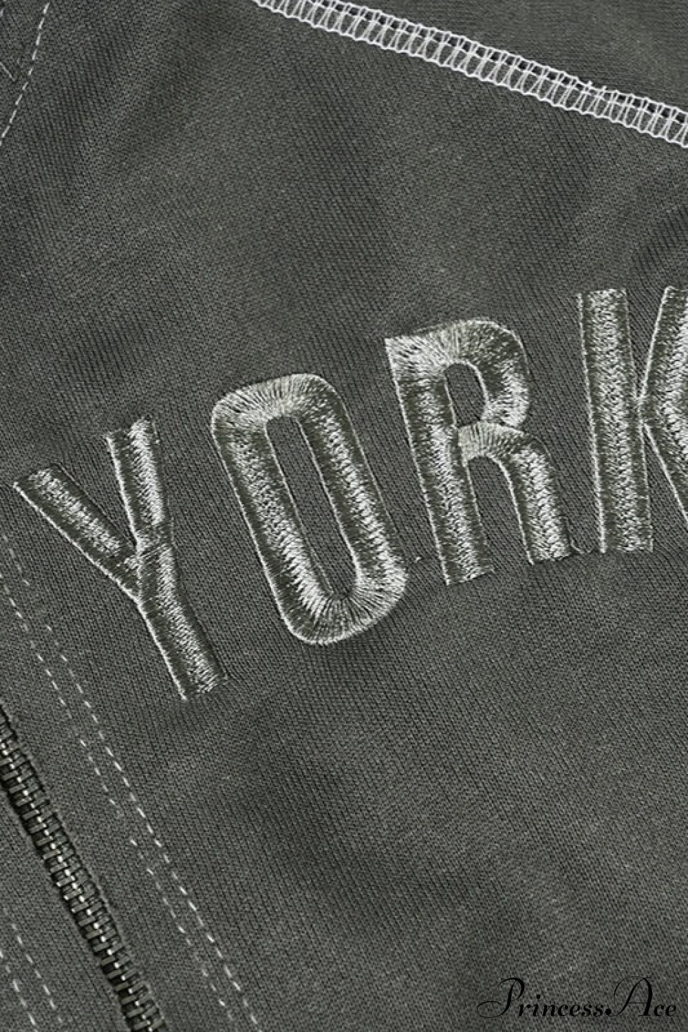 Letter Print Slim Paneled Stand Collar Hoodie