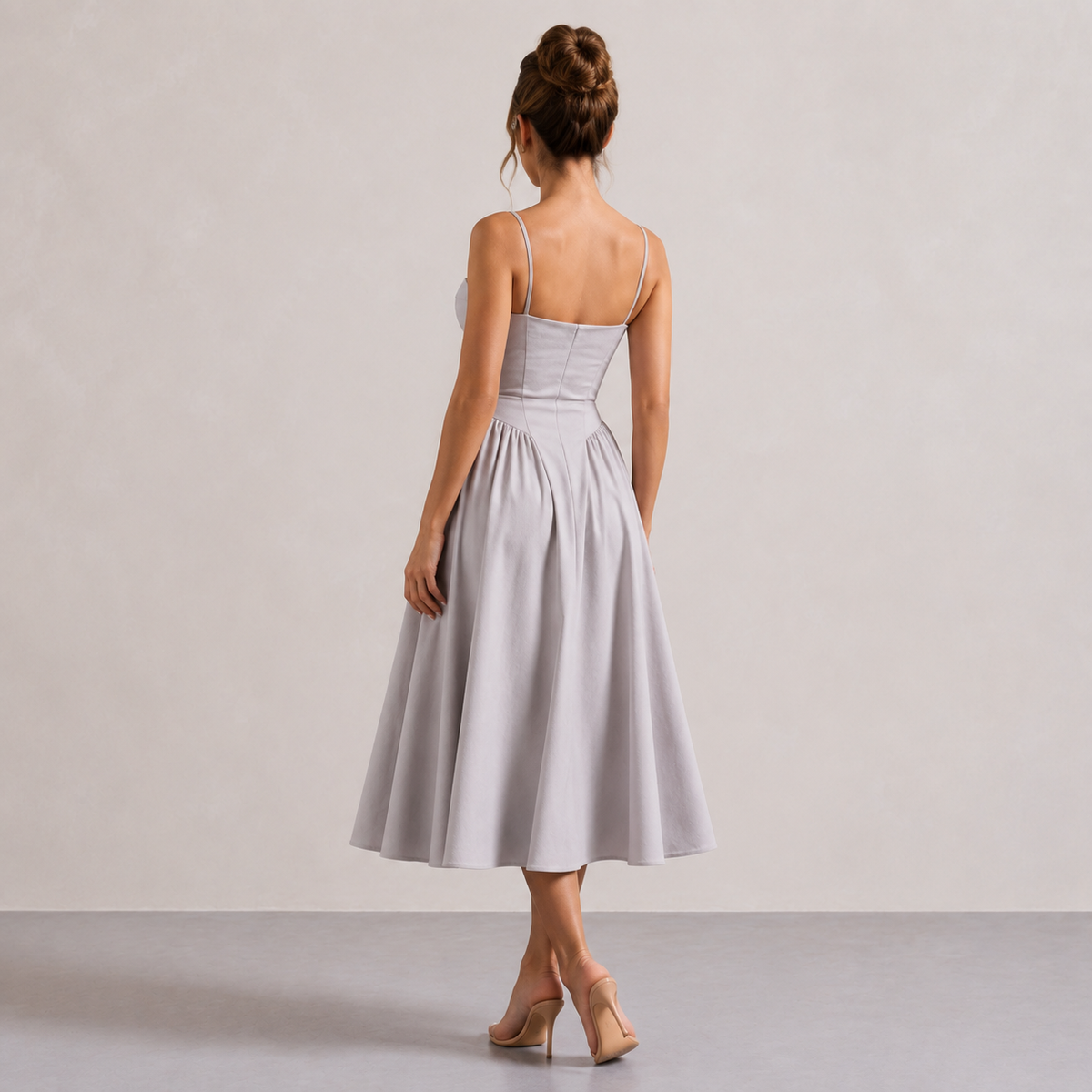 Sweetheart Bustier Fit and Flare Midi Dress 3