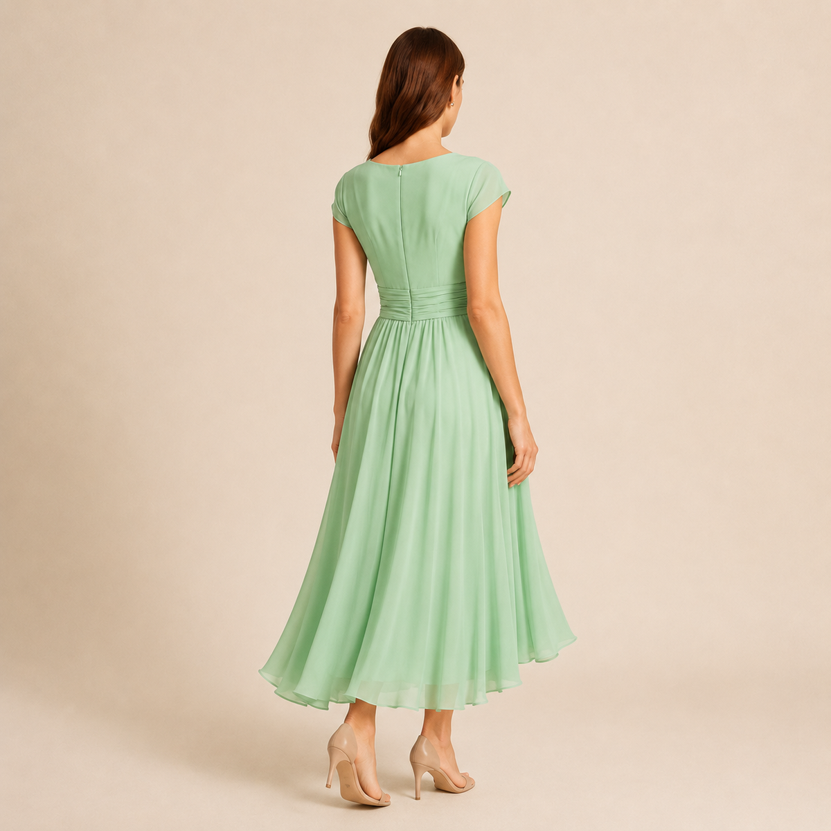 V-Neck Flutter Sleeve Fit and Flare Mini Dress 15