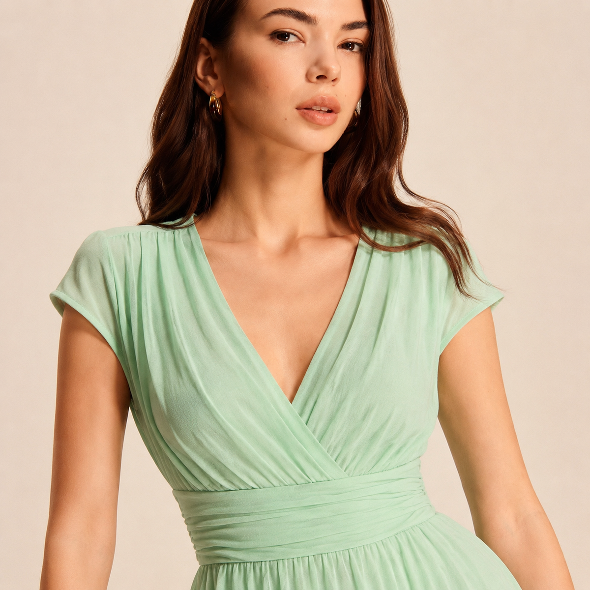 V-Neck Flutter Sleeve Fit and Flare Mini Dress 14