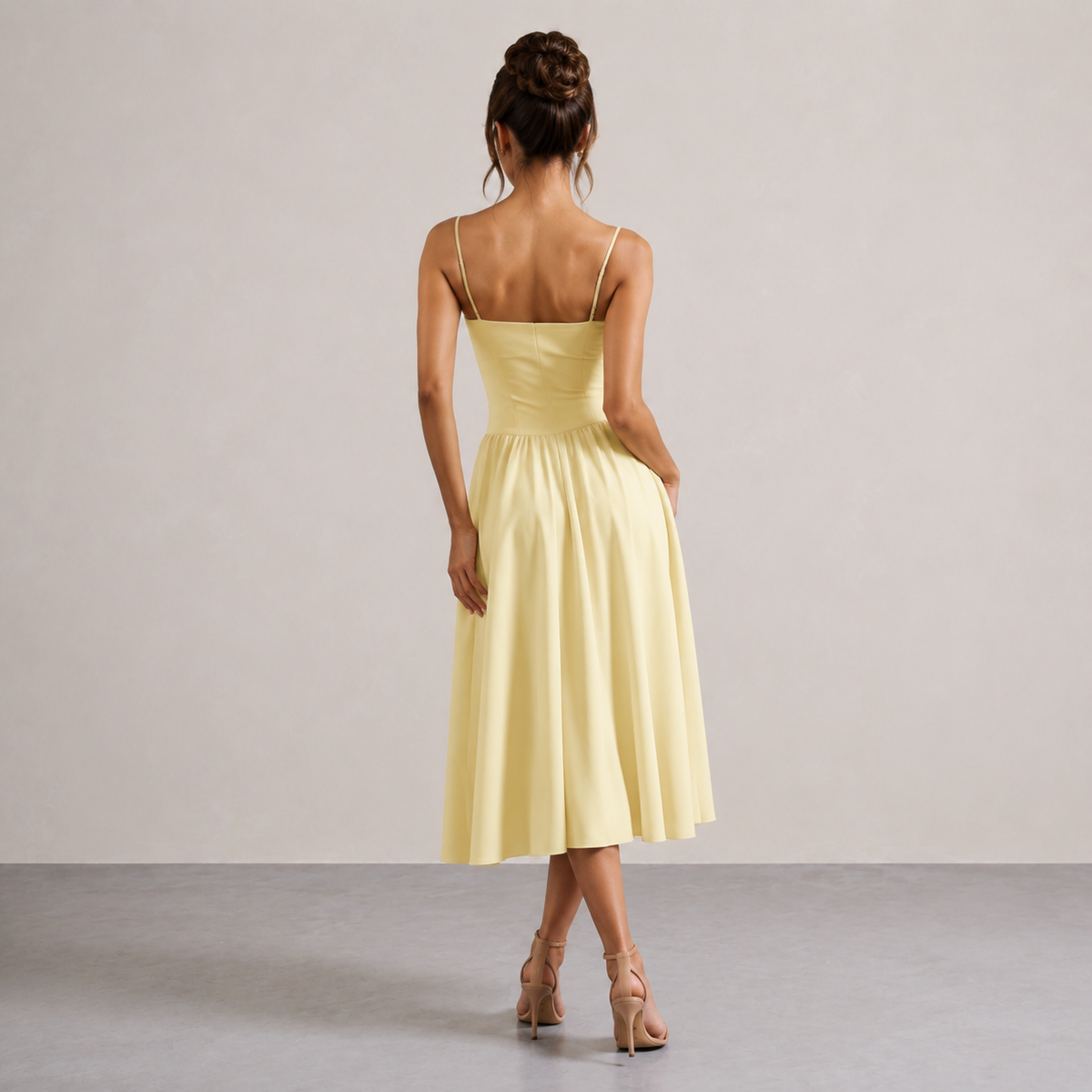 Sweetheart Bustier Fit and Flare Midi Dress 9