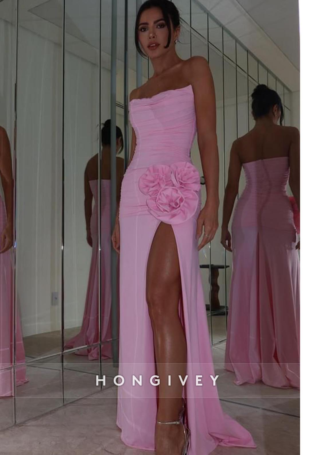 Floral Embossed Sweetheart Draped Long Prom  Dresses 2025 with Slit