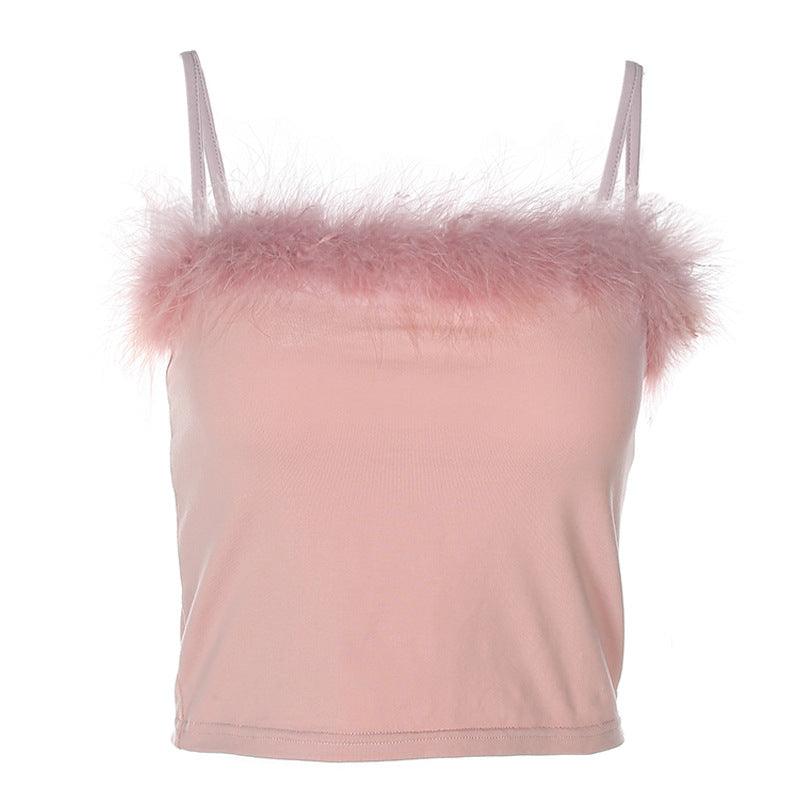 KittenAlarm - Lilly Faux Fur Spaghetti Strap Tank Top