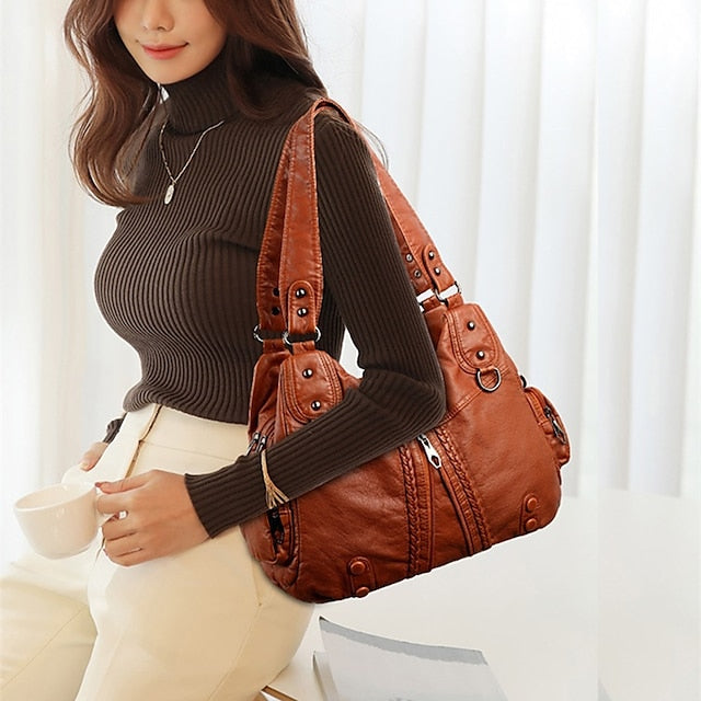 Boston Leather Handbag Shoulder Bag Hobo PU