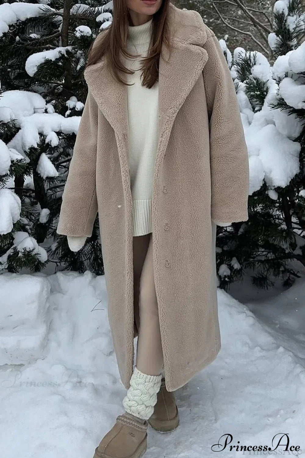 PrincessAce Cozy Long Fleece Sherpa Warm Overcoat for Winter