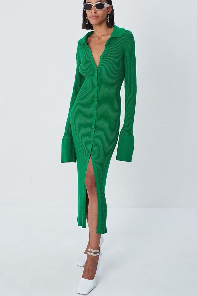 Rosedress Emerald Green Long Sleeve Maxi Sweater Dress