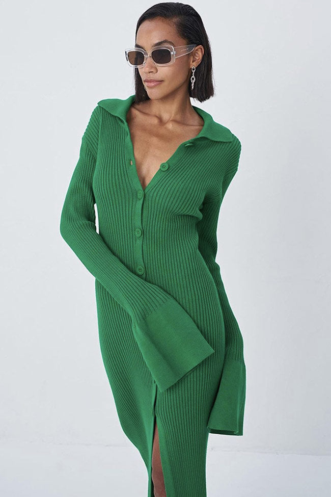 Rosedress Emerald Green Long Sleeve Maxi Sweater Dress