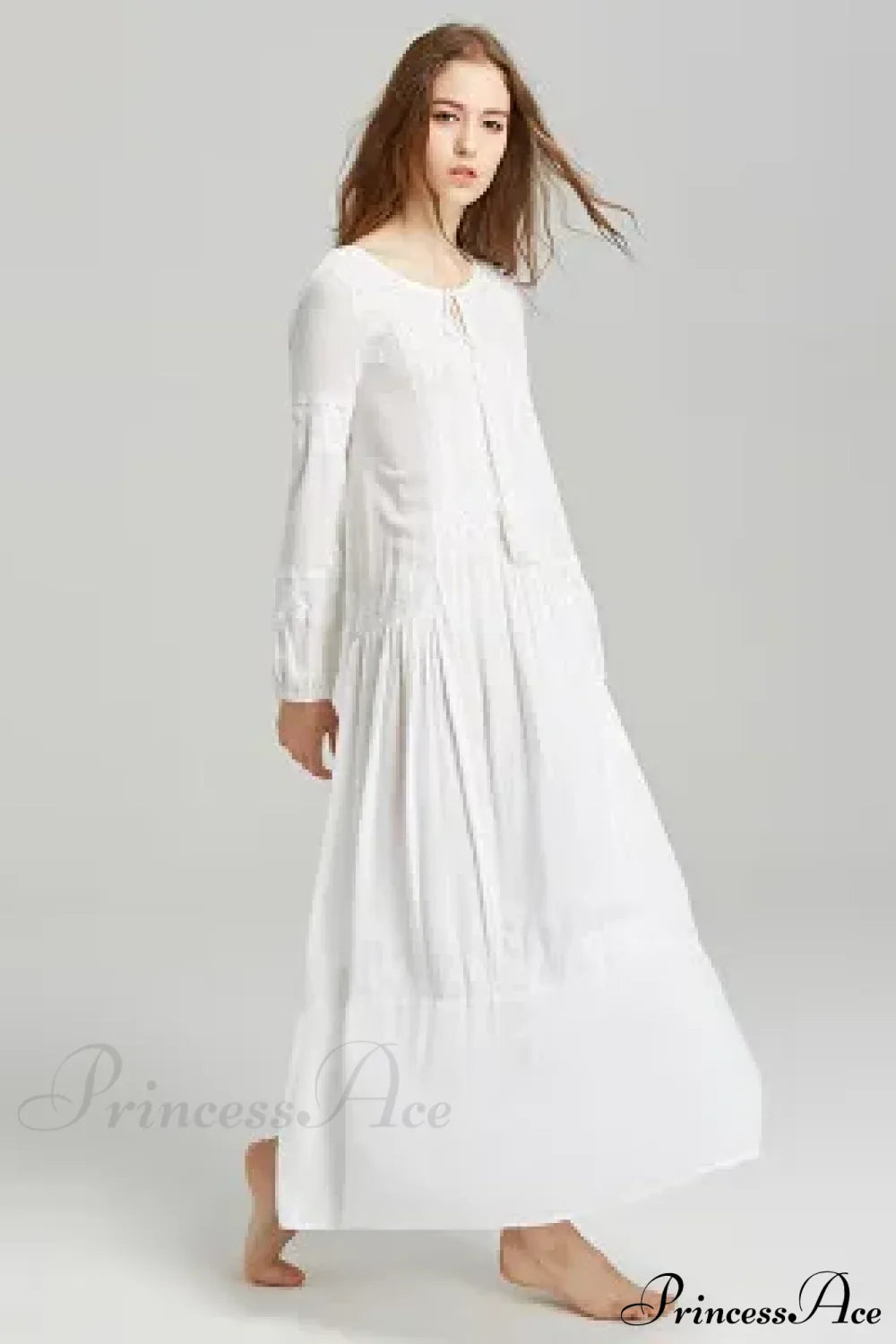 Long Sleeve Maxi Dress Red Floral Embroidery Tassel Boho Dress WHITE / S bohodress-250126