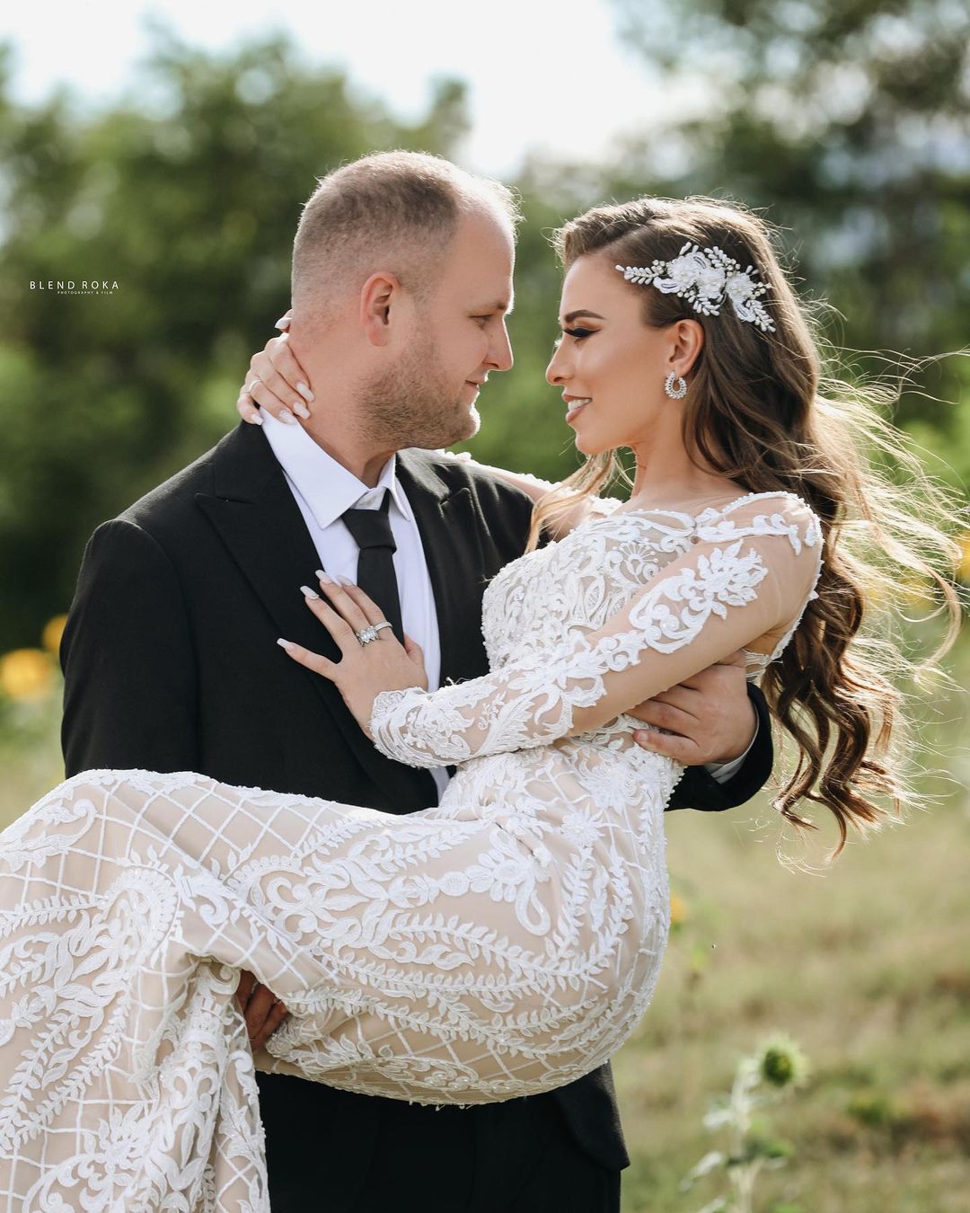 Long Sleeves Lace Wedding Dress Mermaid Boho Bridal Gowns - Fashionpara
