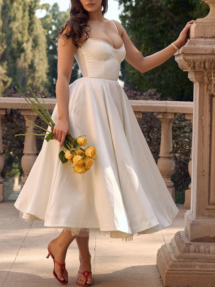 White Tulle Midi Dress - View 2