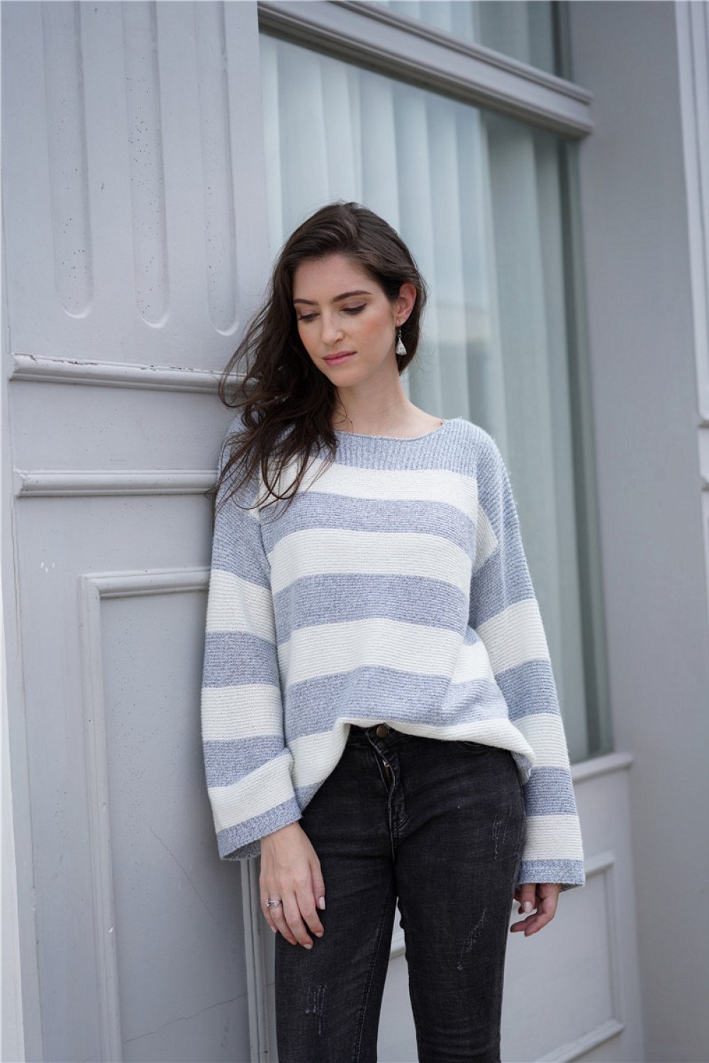RadyRin Cozy Loose Round Neck Sweater for Effortless Style