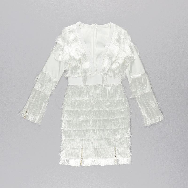 KittenAlarm - Louanne Deep V Layared Tassel Dress