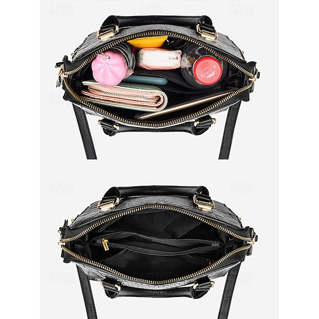 Crocodile Handbag with Leather Faux Tassel Pattern