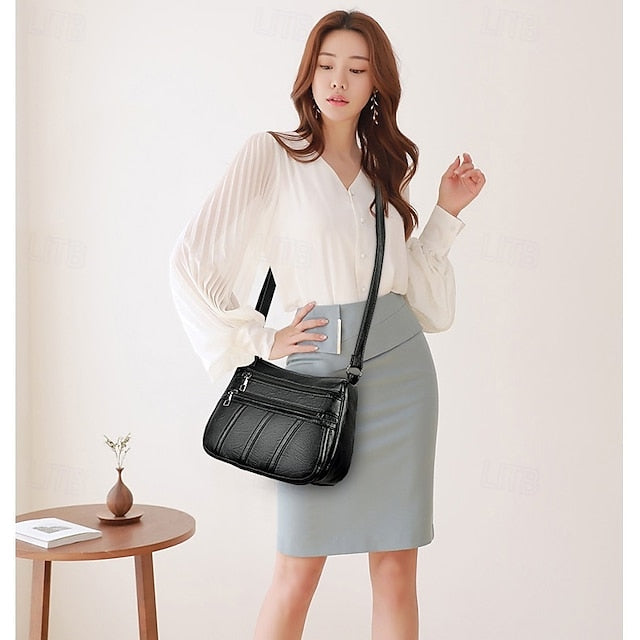 Crossbody Black Stylish Bag Faux Leather