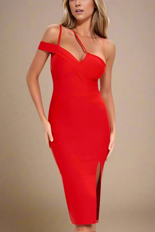 Luna Bodycon Dress - Lipstick Red - Fashionpara