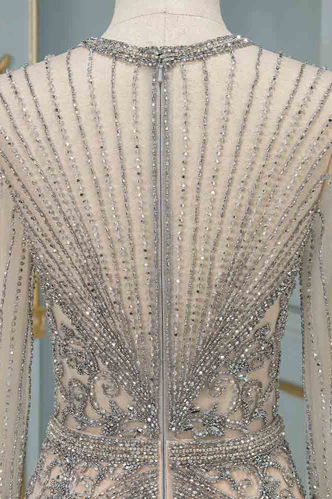Luxury Jewel Long Sleeves Long Prom Dresses with Beadings - Fashionpara