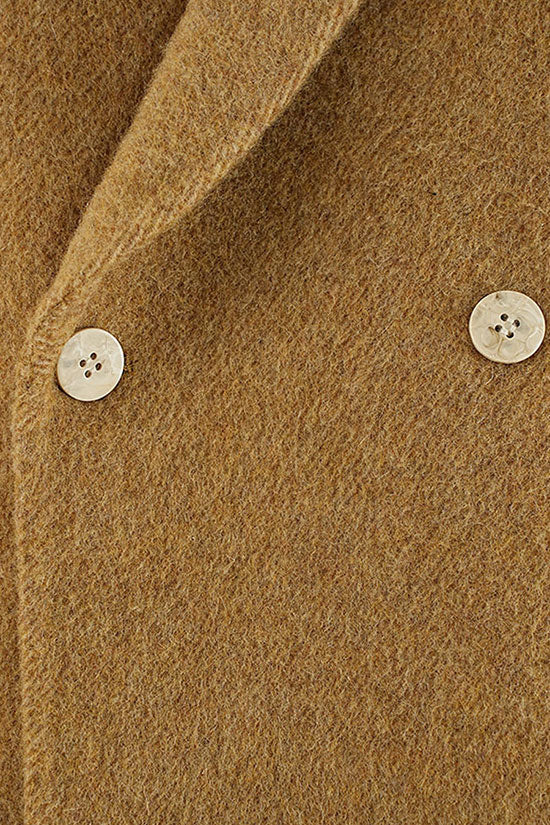 Luxury Double Breasted Wool Blend Scarf Coat for Elegance