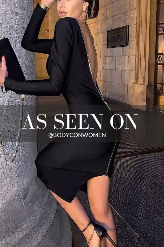 Lyn Long Sleeve Bandage Dress - Classic Black - Fashionpara