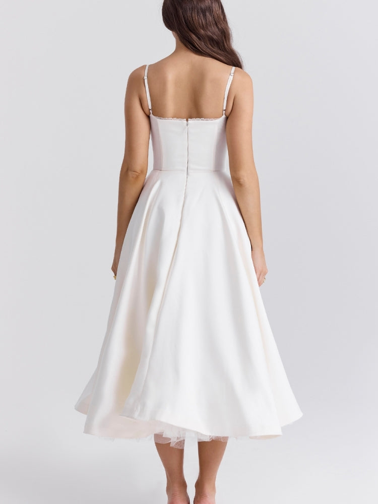 White Tulle Midi Dress - View 6