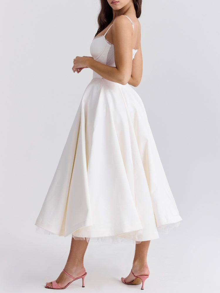 White Tulle Midi Dress - View 5