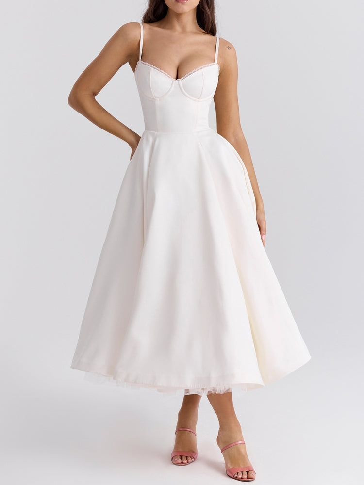 White Tulle Midi Dress - View 3