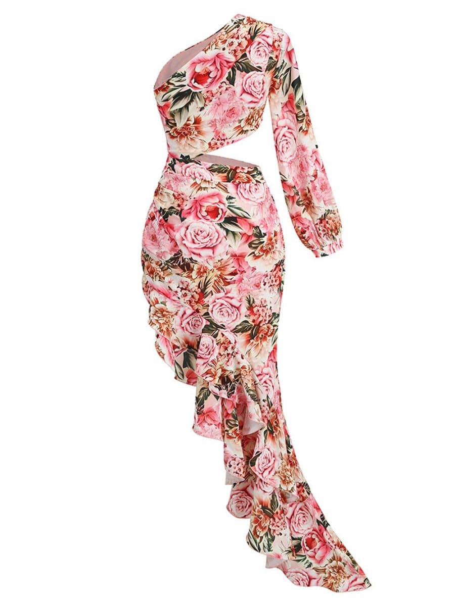 Asymmetrical Ruffle Maxi - Fashionpara