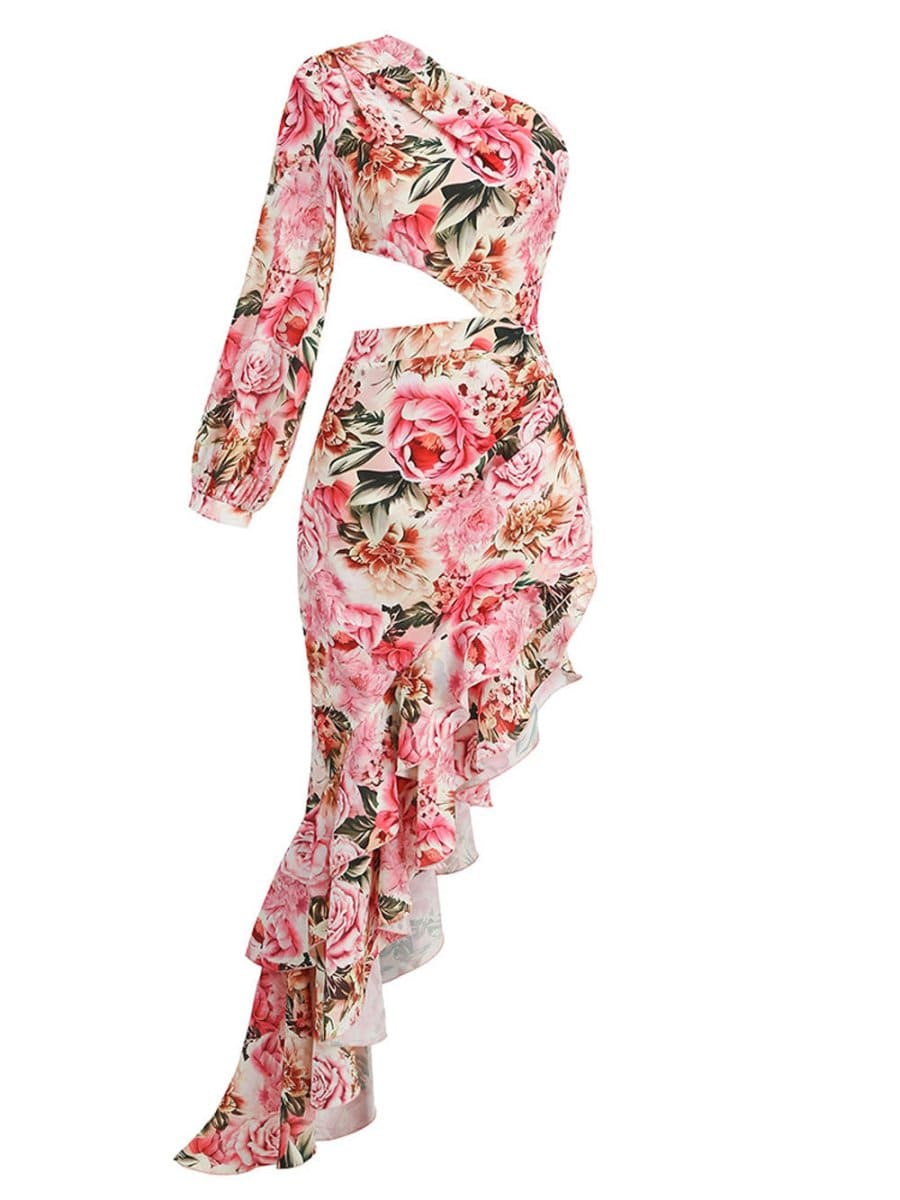 Asymmetrical Ruffle Maxi - Fashionpara