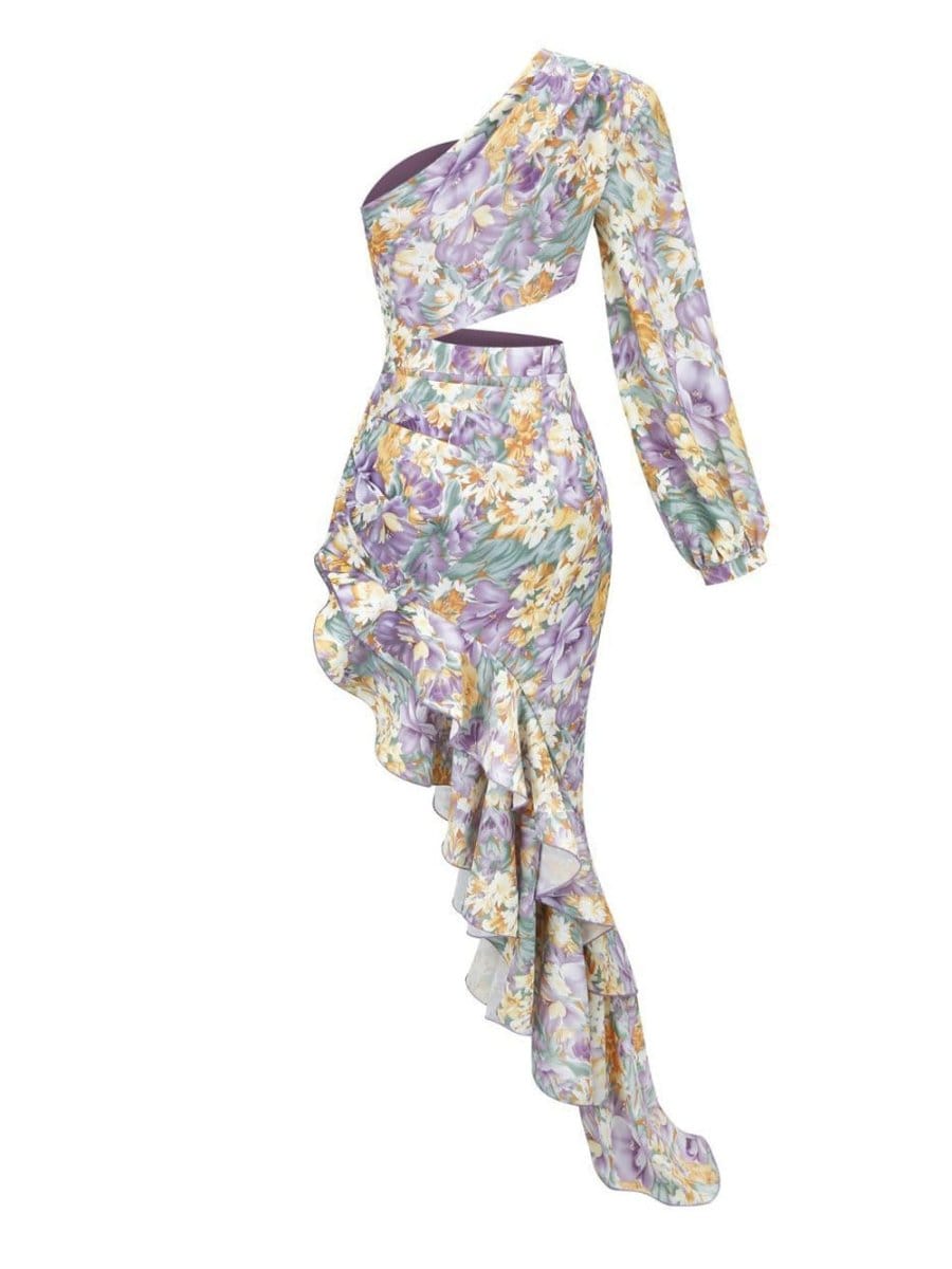 Asymmetrical Ruffle Maxi - Fashionpara