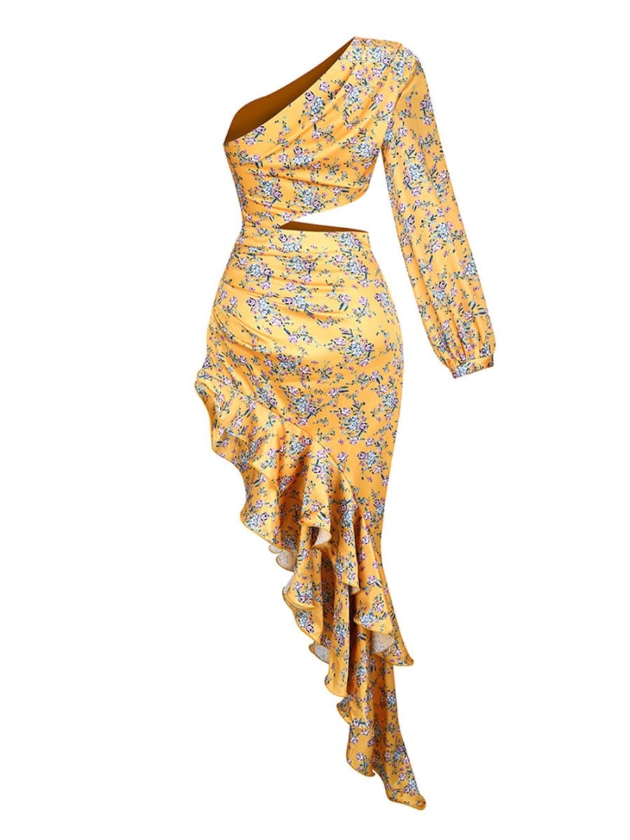 Asymmetrical Ruffle Maxi - Fashionpara